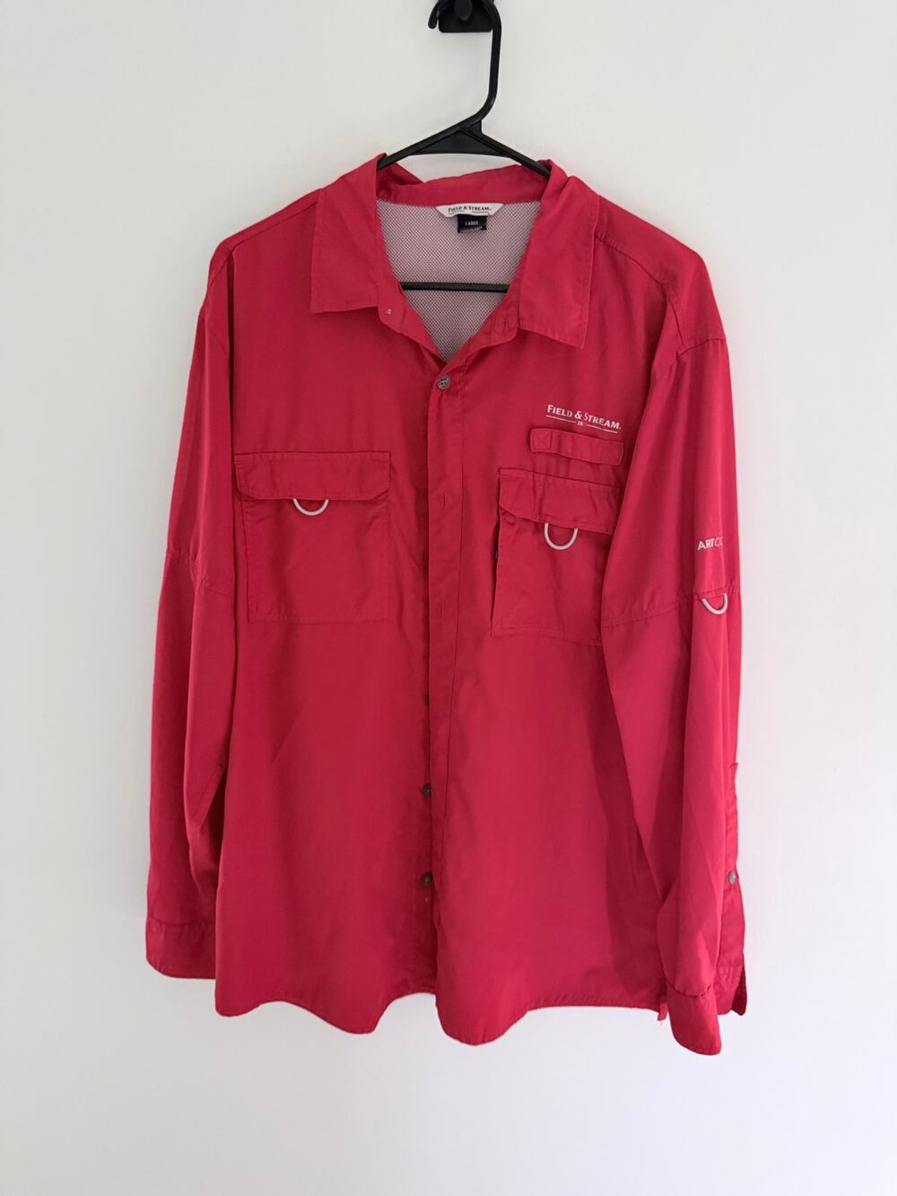 Field & Stream Red along-Sleeve Performance Outdoor Fishing Shirt-Size L